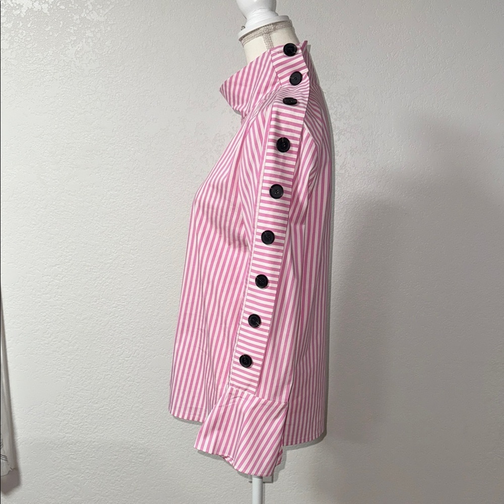 C/Z COLLECTION by CEZELE Pink  Striped Women's Top with Button Detail Size S